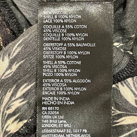 (NWT) BY ANTHROPOLOGIE V-Neck Lace & Ruffle Leaf Print Blouse, Black/Tan - 3X - Picture 13 of 16